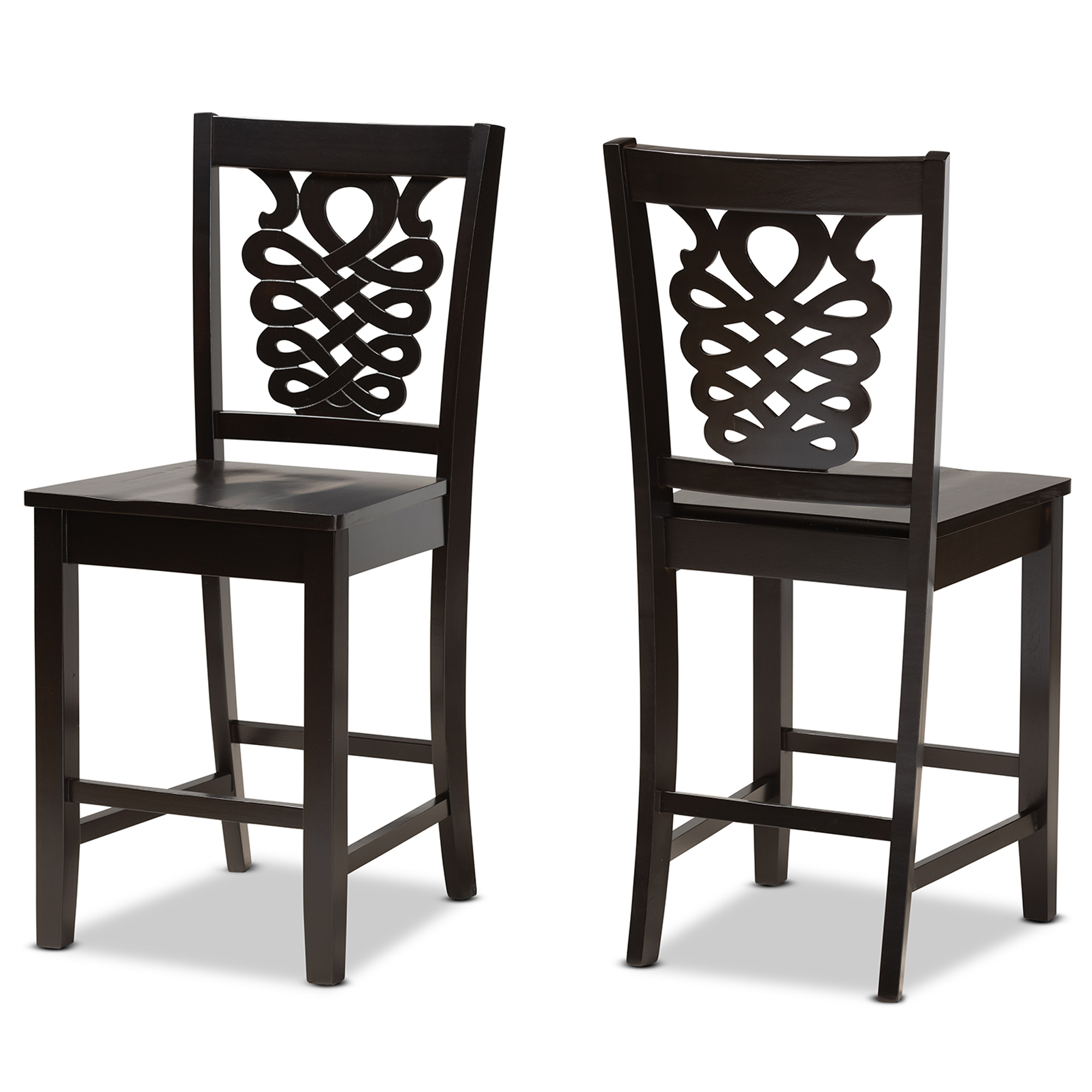 Baxton Studio Gervais Modern and Contemporary Transitional Dark Brown Finished Wood 2-Piece Counter Stool Set